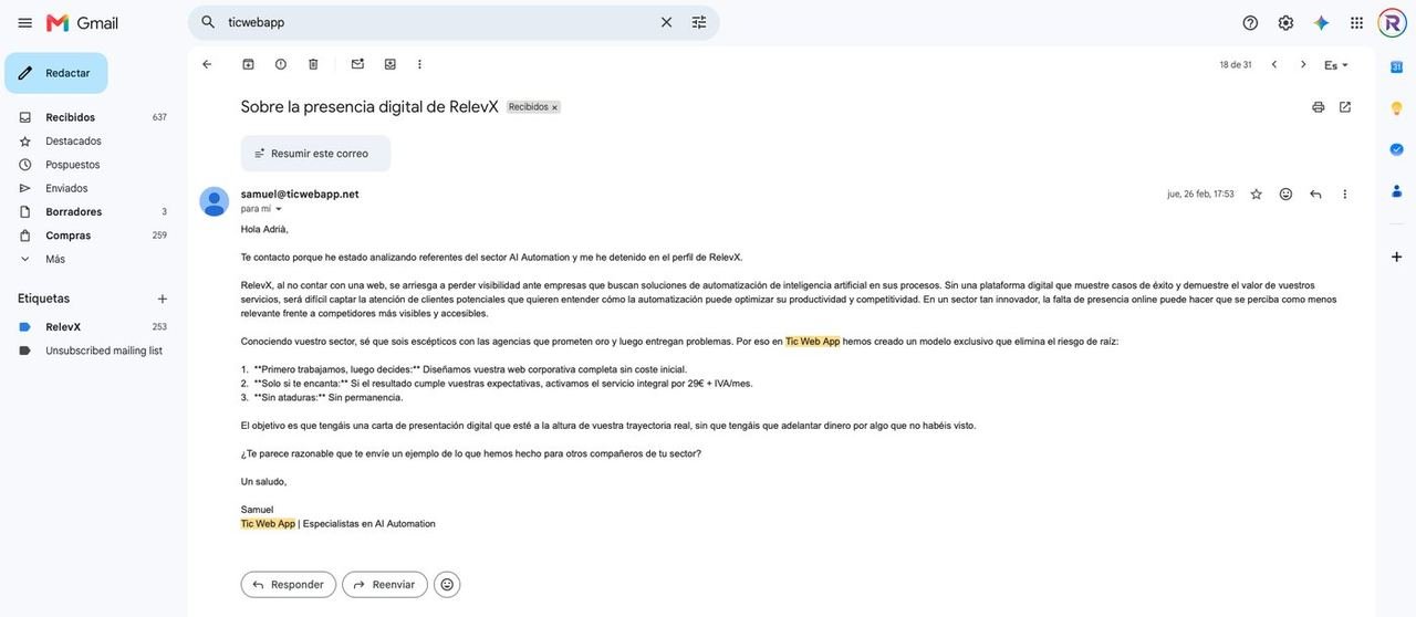 Ejemplo de correo de prospección automatizado generado por el sistema